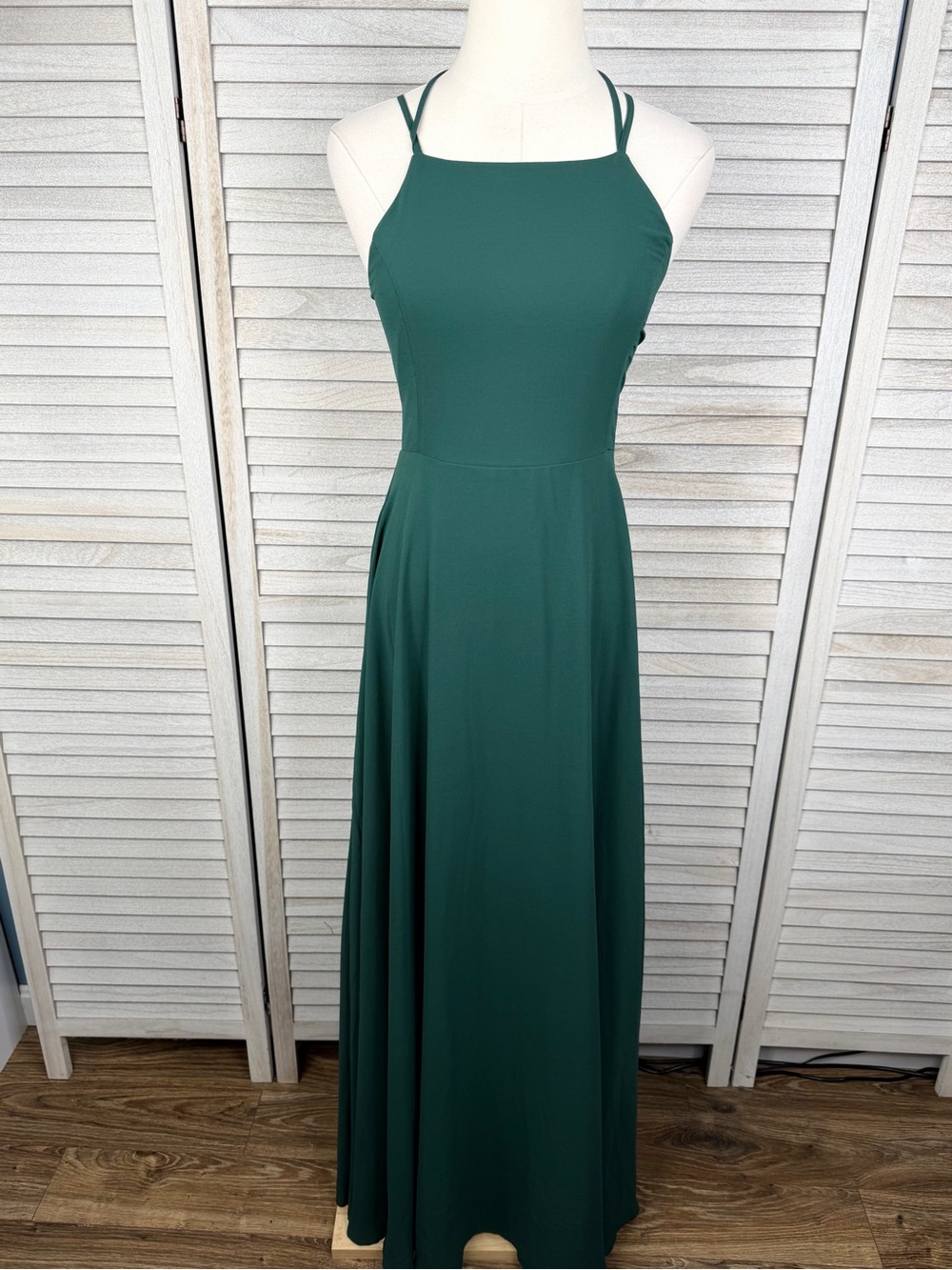 LULUS "Strappy To Be Here" Forest Green Lace Up Maxi Dress Semi Formal/Party-M
